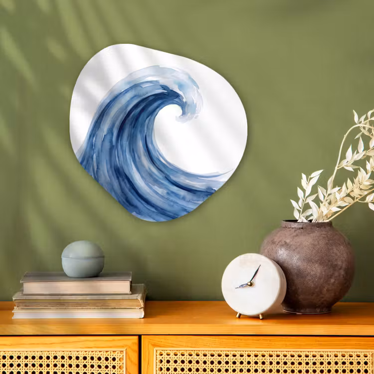 Water - Beweging - Natuur - Modern - Blauw Wandcirkel Organisch Forex 3mm klein -sfeer2