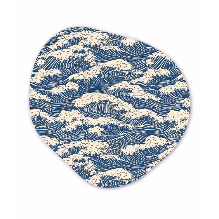 Golven - Klassiek - Blauw Wandcirkel Organisch Forex 3mm klein 629 -3d