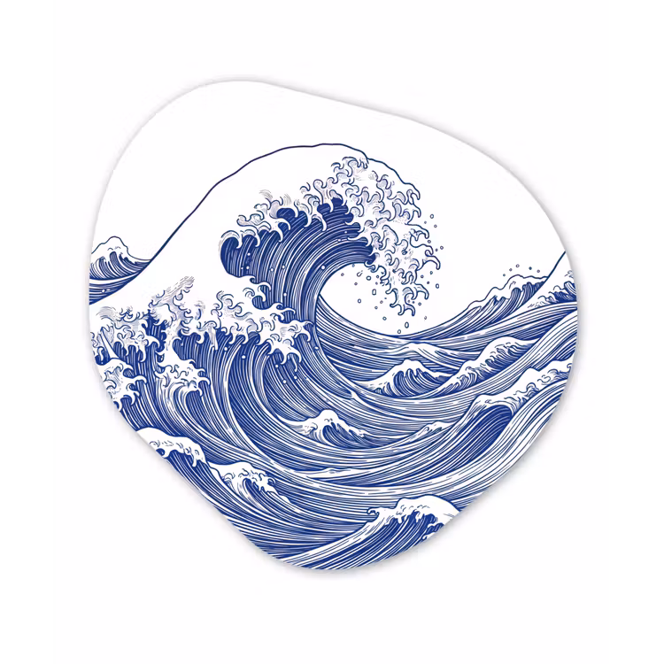 Golf - Japans - Zee - Illustratie - Blauw Wandcirkel Organisch Forex 3mm klein -3d