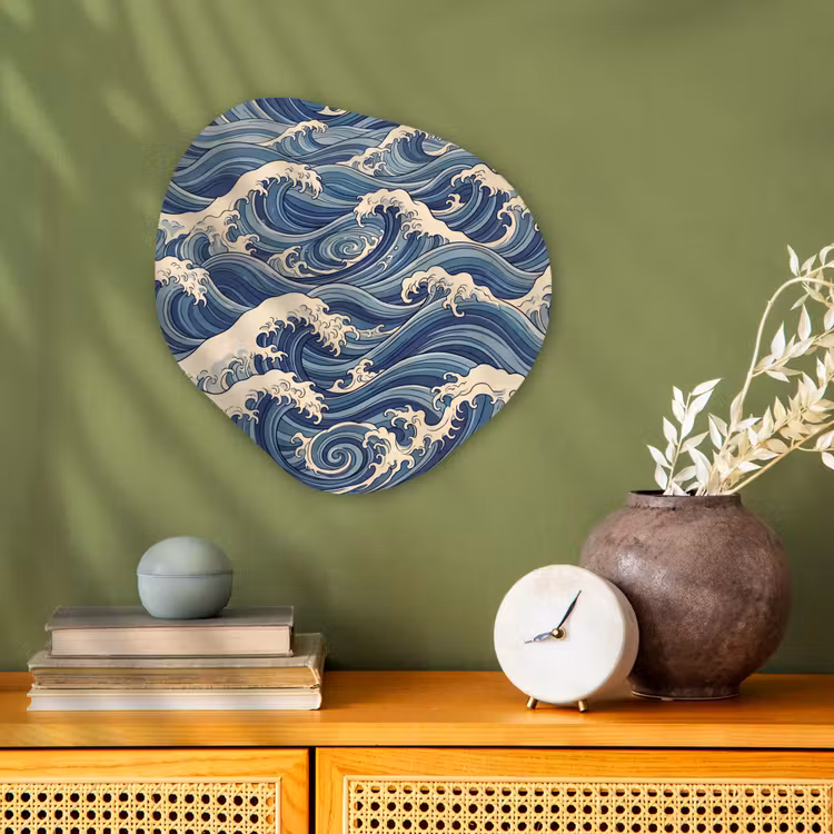 Golven - Zee - Natuur - Abstract - Blauw Wandcirkel Organisch Forex 3mm klein -sfeer2