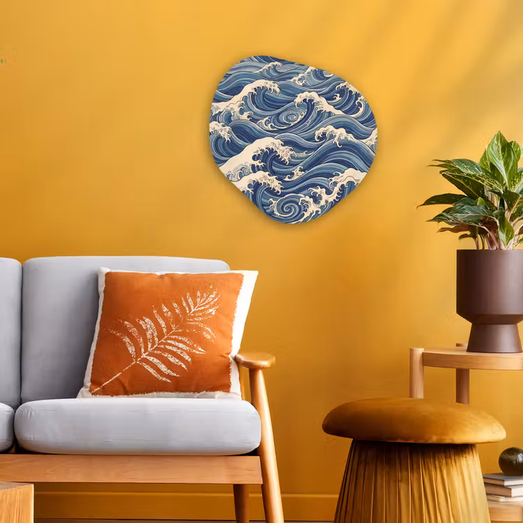 Golven - Zee - Natuur - Abstract - Blauw Wandcirkel Organisch Forex 3mm klein -sfeer4