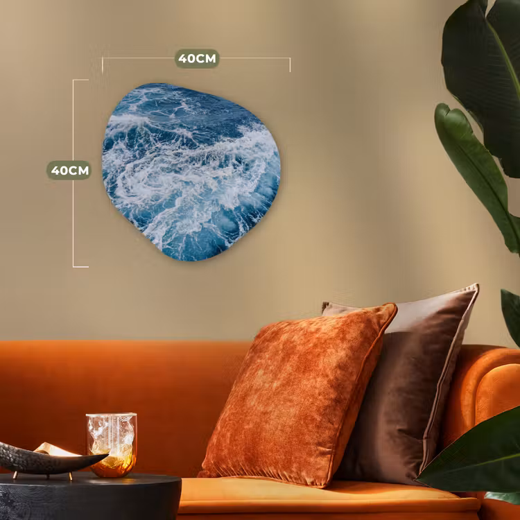 Golven - Oceaan - Blauw Wandcirkel Organisch Forex 3mm klein -sfeer3