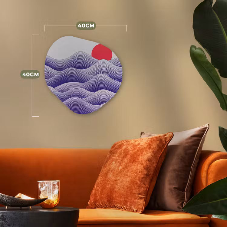 Golven - Zon - Natuur - Abstract - Rood Wandcirkel Organisch Forex 3mm klein -sfeer3