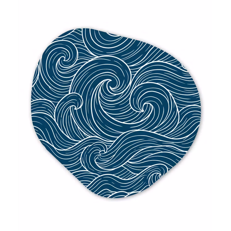 Golven - Spiraal - Water - Abstract - Blauw Wandcirkel Organisch Forex 3mm klein -3d