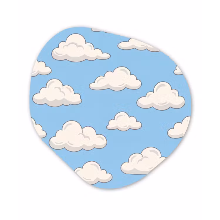 Wolk - Cartoon - Lucht - Blauw - Wit Wandcirkel Organisch Forex 3mm klein -3d