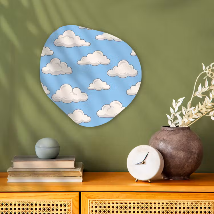 Wolk - Cartoon - Lucht - Blauw - Wit Wandcirkel Organisch Forex 3mm klein -sfeer2