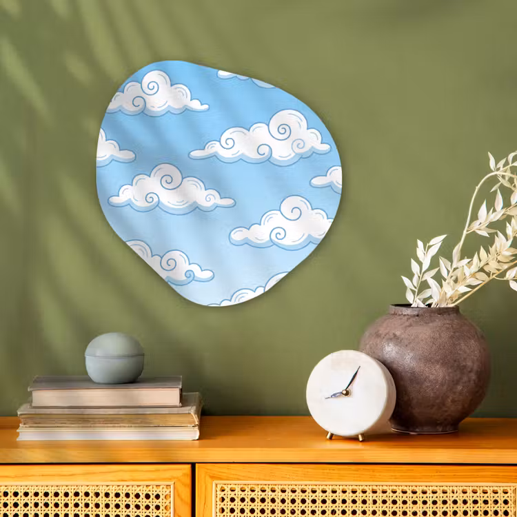 Wolk - Lucht - Cartoon - Blauw - Wit Wandcirkel Organisch Forex 3mm klein -sfeer2