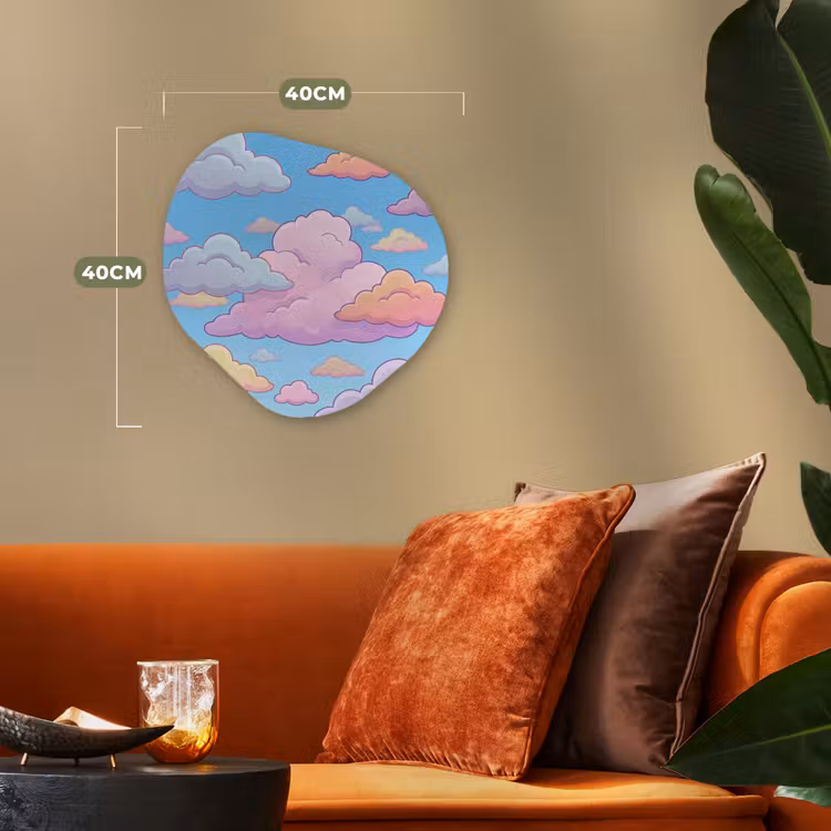 Wolk - Lucht - Natuur - Illustratie - Pastel Wandcirkel Organisch Forex 3mm klein -sfeer3