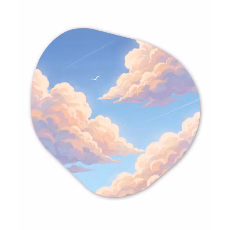 Wolken - Lucht - Natuur - Blauw Wandcirkel Organisch Forex 3mm klein -3d