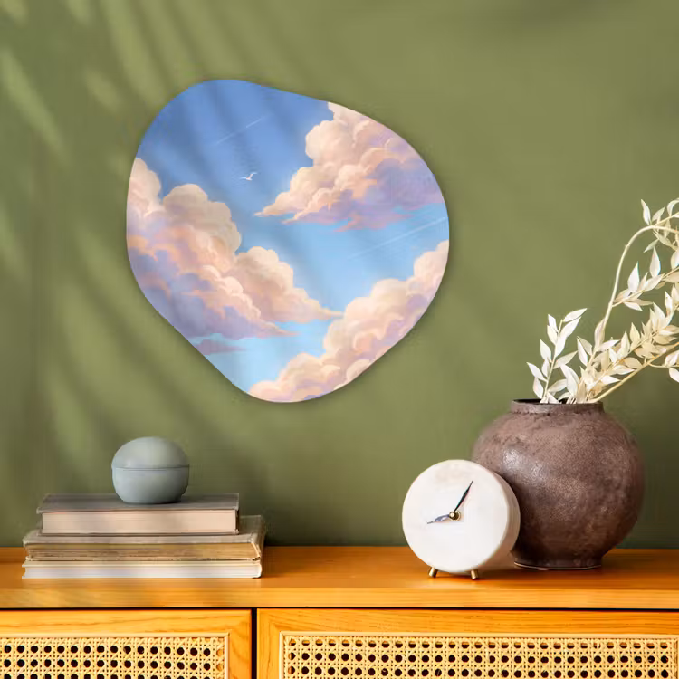 Wolken - Lucht - Natuur - Blauw Wandcirkel Organisch Forex 3mm klein -sfeer2