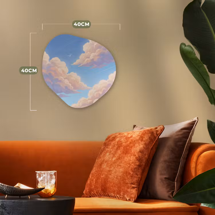 Wolken - Lucht - Natuur - Blauw Wandcirkel Organisch Forex 3mm klein -sfeer3