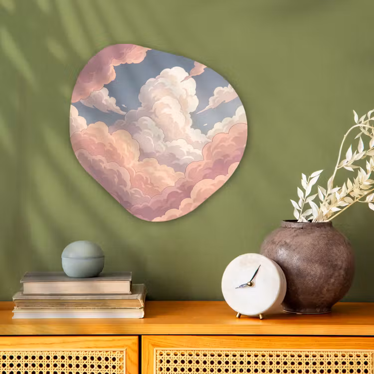 Wolken - Lucht - Natuur - Pastel - Roze Wandcirkel Organisch Forex 3mm klein -sfeer2