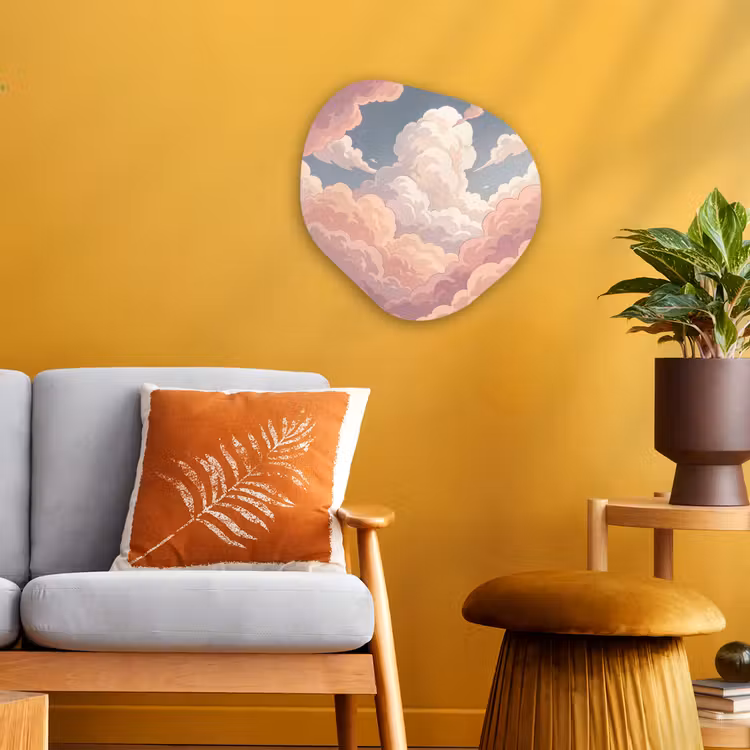 Wolken - Lucht - Natuur - Pastel - Roze Wandcirkel Organisch Forex 3mm klein -sfeer4