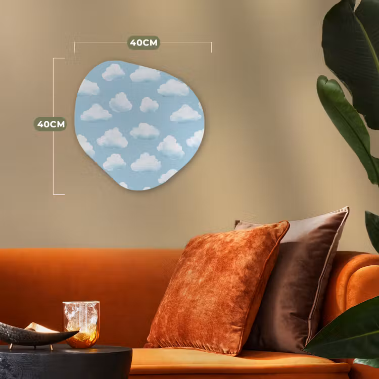 Wolken - Illustratie - Blauw Wandcirkel Organisch Forex 3mm klein 629 -sfeer3