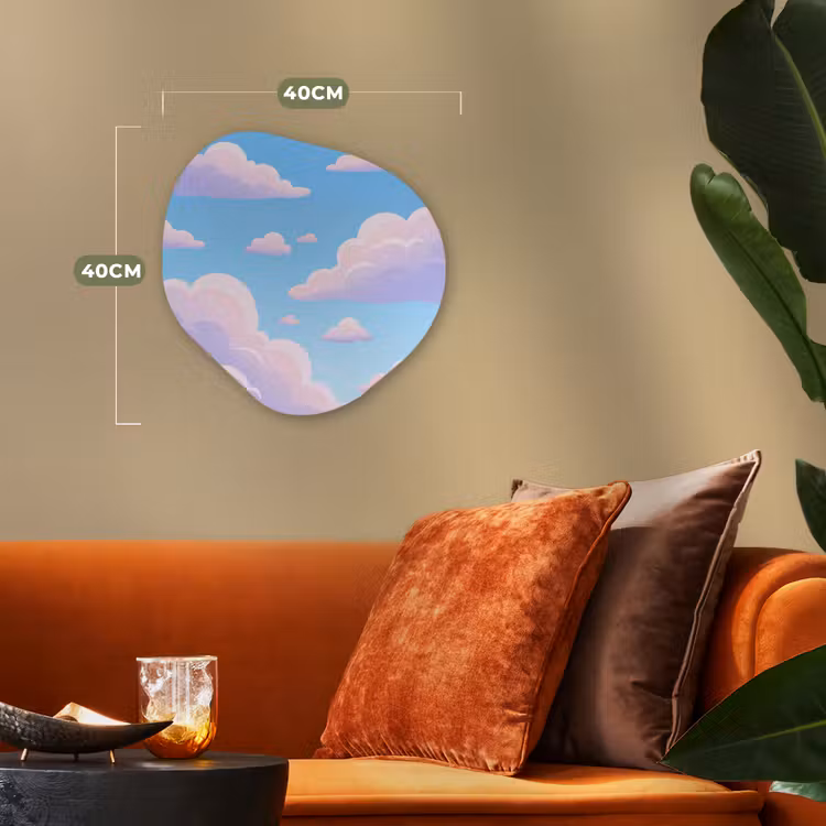 Wolken - Roze - Blauw - Natuur - Modern Wandcirkel Organisch Forex 3mm klein -sfeer3