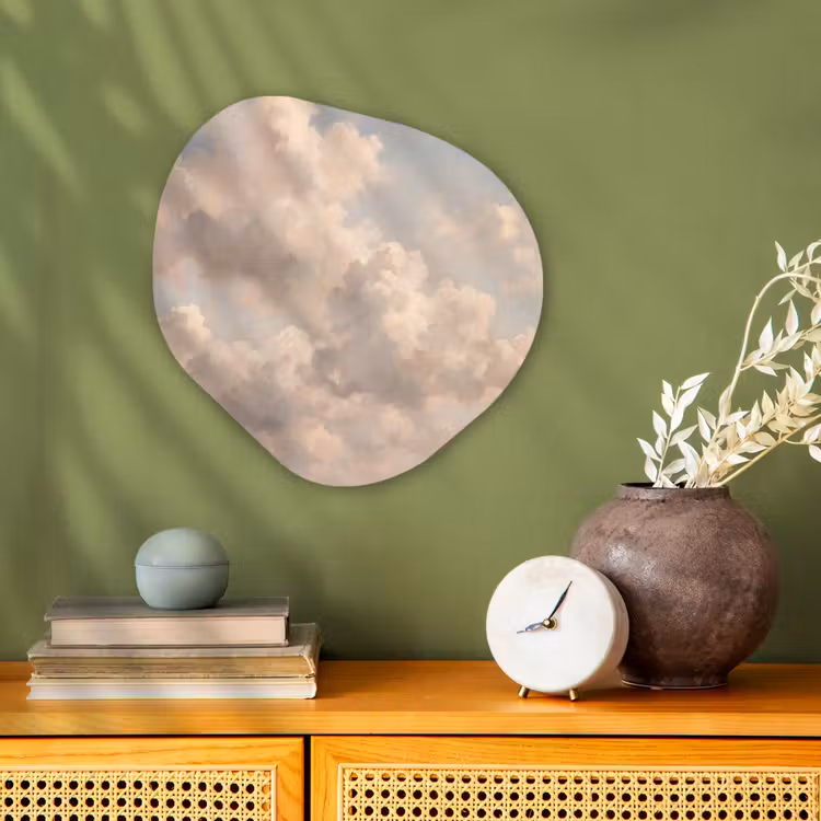 Wolken - Zacht - Natuur - Klassiek - Beige Wandcirkel Organisch Forex 3mm klein -sfeer2