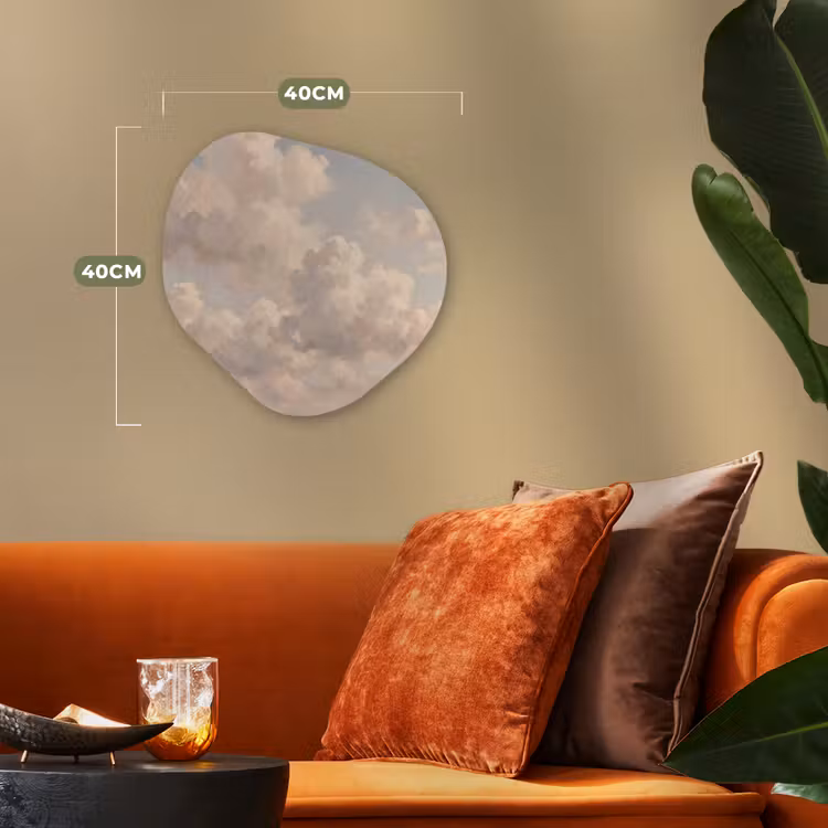 Wolken - Zacht - Natuur - Klassiek - Beige Wandcirkel Organisch Forex 3mm klein -sfeer3