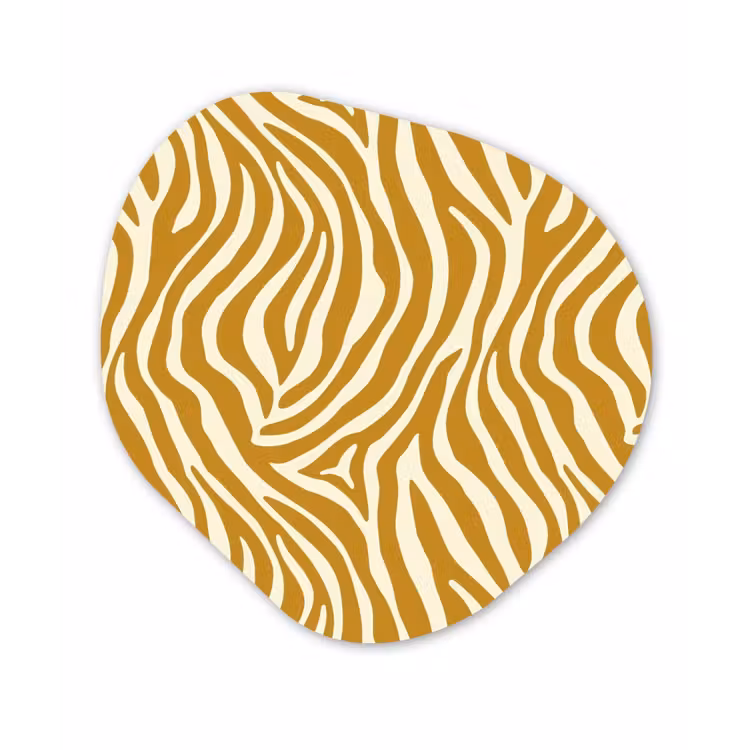Zebra - Klassiek - Oker - Geel Wandcirkel Organisch Forex 3mm klein 629 -3d