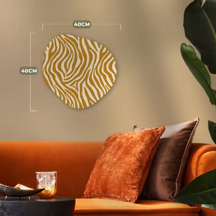 Zebra - Klassiek - Oker - Geel Wandcirkel Organisch Forex 3mm klein 629 -sfeer3