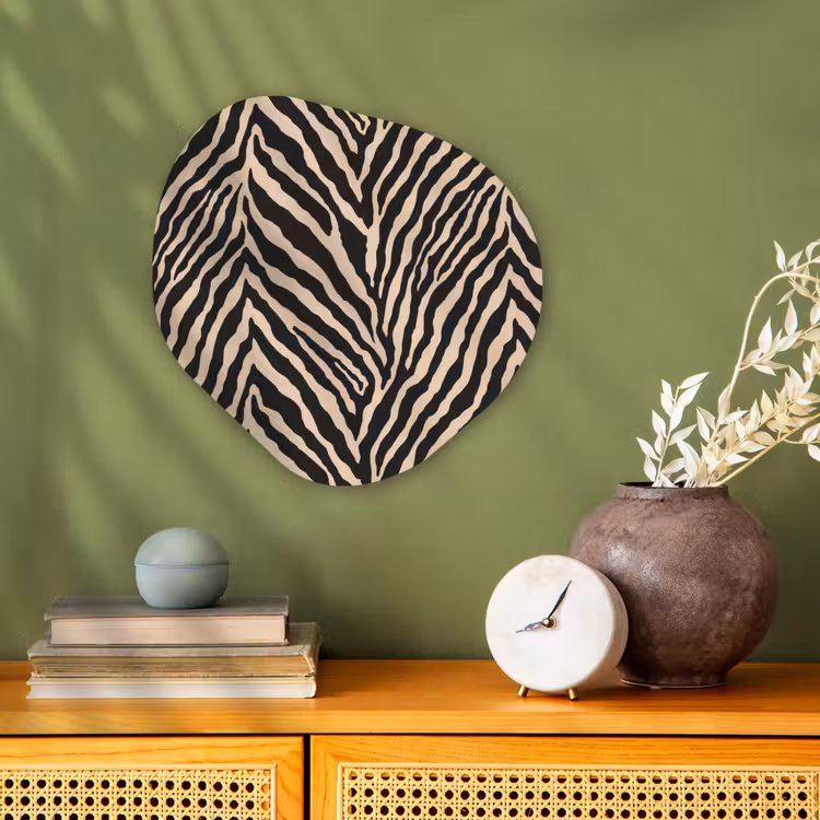 Zebra - Klassiek - Zwart Wandcirkel Organisch Forex 3mm klein 629 -sfeer2
