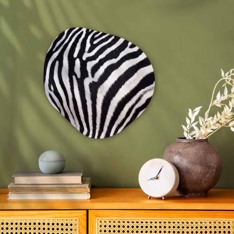 Zebra - Vacht - Klassiek - Zwart - Wit Wandcirkel Organisch Forex 3mm klein -sfeer2