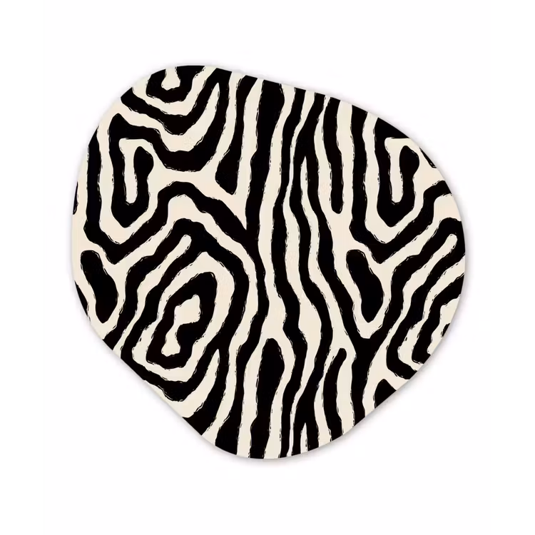 Zebra - Zwart - Abstract Wandcirkel Organisch Forex 3mm klein 629 -3d