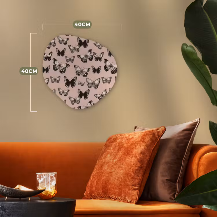 Tijdloos - Vlinders - Perzik Wandcirkel Organisch Forex 3mm klein 629 -sfeer3