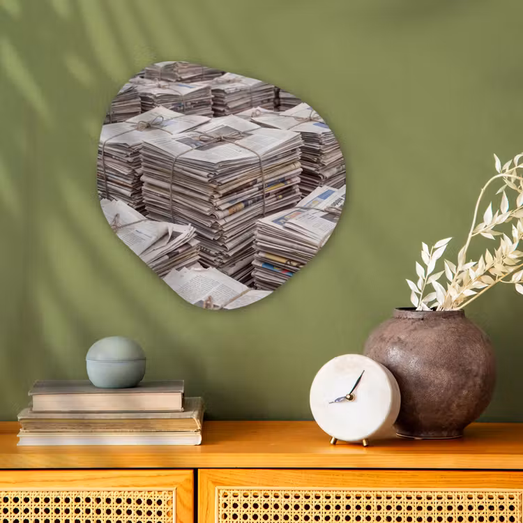 Kranten - Stapels - Touw - Informatie - Vintage Wandcirkel Organisch Forex 3mm klein -sfeer2