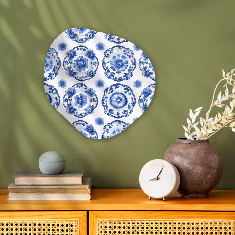 Sierborden - Bloemen - Blauw Wandcirkel Organisch Forex 3mm klein 629 -sfeer2