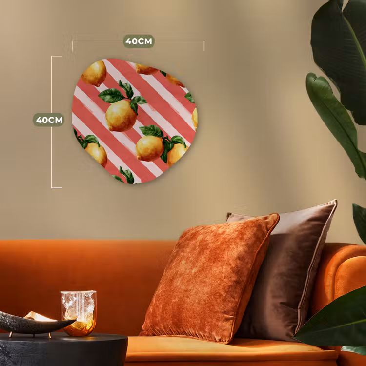 Citroen - Geïllustreerd - Oranje Wandcirkel Organisch Forex 3mm klein 629 -sfeer3