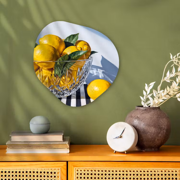Forexbild Organische Form - Zitronen – Obst – Gelb - Citroenen - Fruit - Geel Wandcirkel Organisch Forex 3mm klein