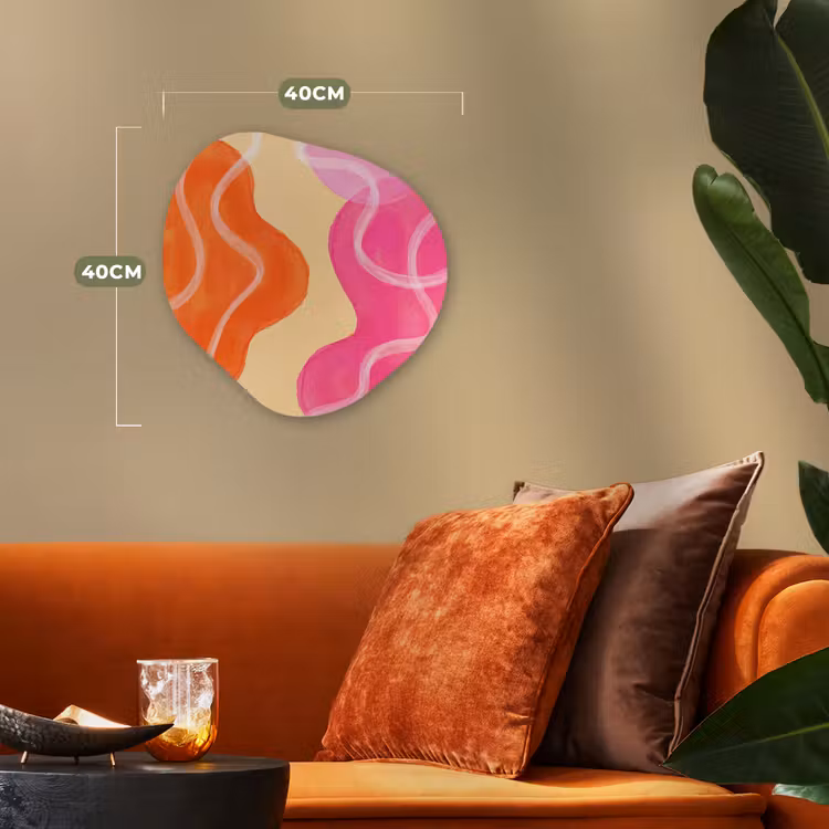 Abstract - Aquarel - Organisch - Oranje - Roze Wandcirkel Organisch Forex 3mm klein -sfeer3