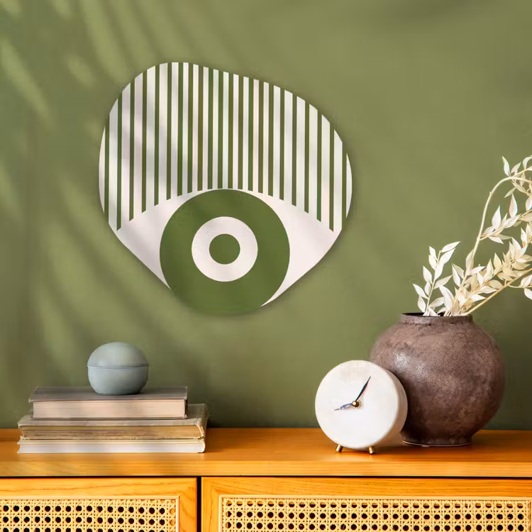 Abstract - Oog - Strepen - Modern - Groen Wandcirkel Organisch Forex 3mm klein -sfeer2