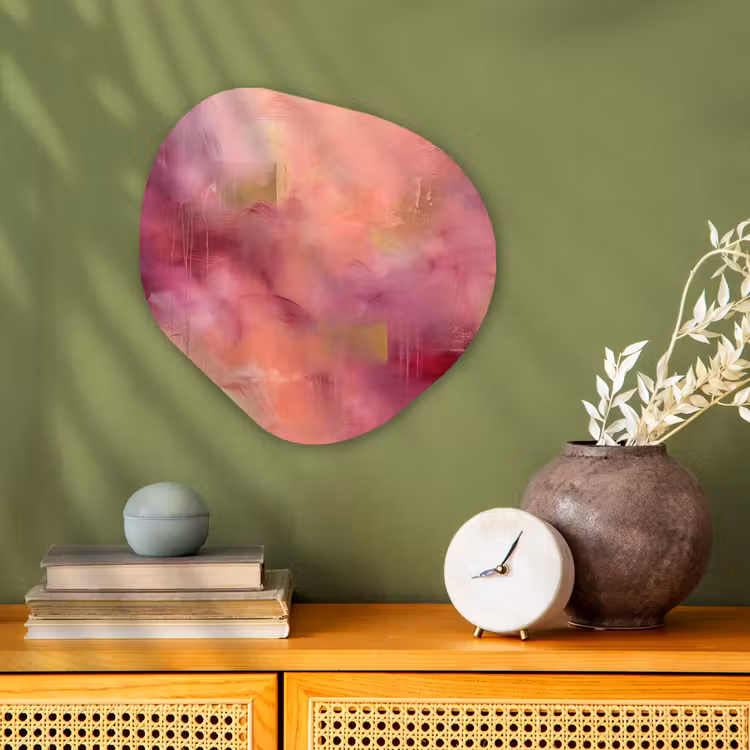 Abstract - Kleuren - Modern - Roze - Paars Wandcirkel Organisch Forex 3mm klein -sfeer2