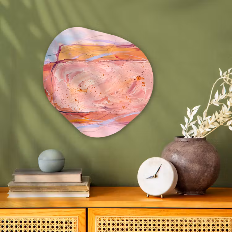 Abstract - Vormen - Modern - Roze Wandcirkel Organisch Forex 3mm klein -sfeer2