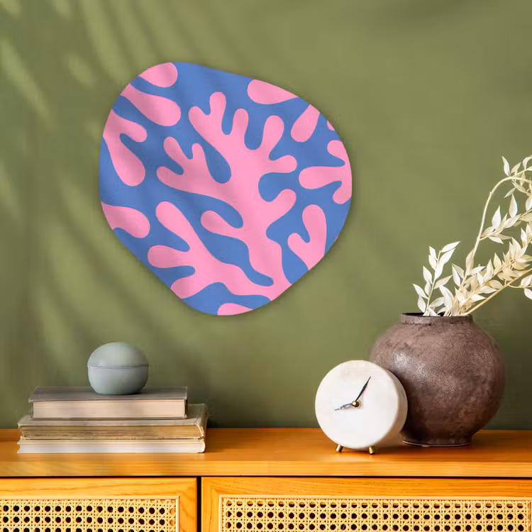 Abstract - Vormen - Roze - Blauw Wandcirkel Organisch Forex 3mm klein -sfeer2