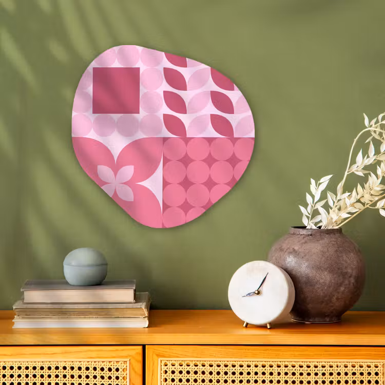 Abstract - Geometrisch - Patroon - Modern - Roze Wandcirkel Organisch Forex 3mm klein -sfeer2
