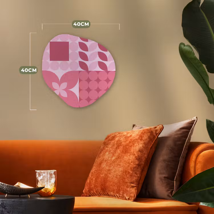 Abstract - Geometrisch - Patroon - Modern - Roze Wandcirkel Organisch Forex 3mm klein -sfeer3