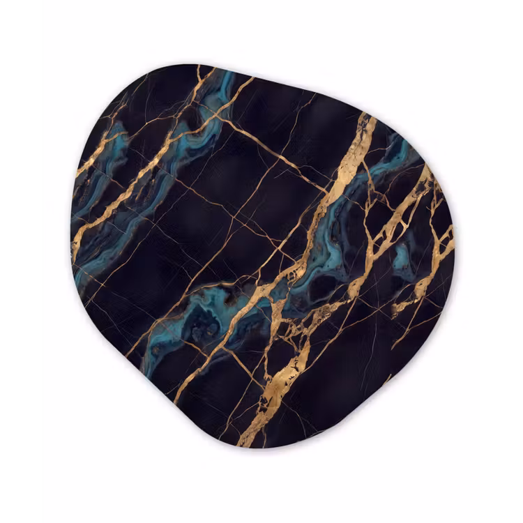 Abstract - Gouden lijnen - Kunst - Modern - Zwart Wandcirkel Organisch Forex 3mm klein -3d