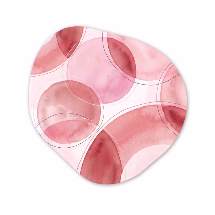 Abstract - Cirkels - Modern - Roze - Kunst Wandcirkel Organisch Forex 3mm klein -3d