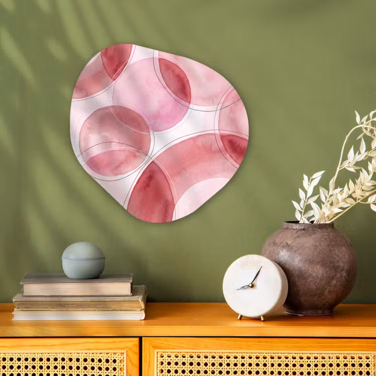 Abstract - Cirkels - Modern - Roze - Kunst Wandcirkel Organisch Forex 3mm klein -sfeer2