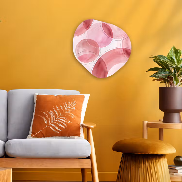 Abstract - Cirkels - Modern - Roze - Kunst Wandcirkel Organisch Forex 3mm klein -sfeer4