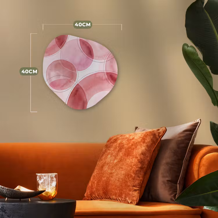 Abstract - Cirkels - Modern - Roze - Kunst Wandcirkel Organisch Forex 3mm klein -sfeer3