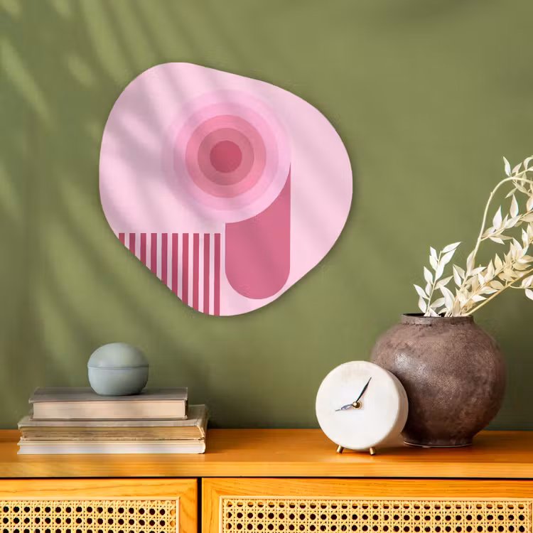 Abstract - Cirkels - Strepen - Modern - Roze Wandcirkel Organisch Forex 3mm klein -sfeer2