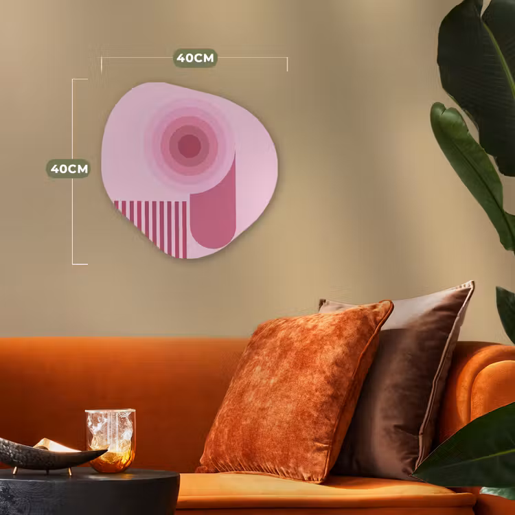 Abstract - Cirkels - Strepen - Modern - Roze Wandcirkel Organisch Forex 3mm klein -sfeer3