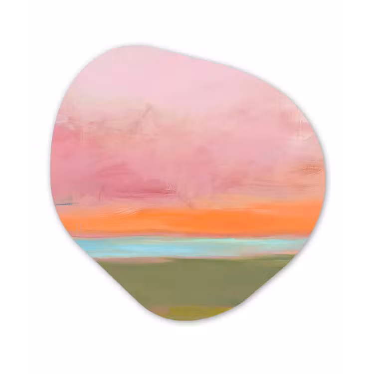 Abstract - Landschap - Modern - Roze - Oranje Wandcirkel Organisch Forex 3mm klein -3d