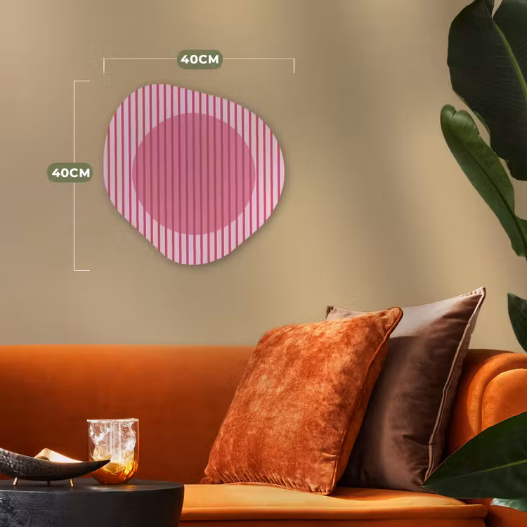 Abstract - Strepen - Ovaal - Roze - Modern Wandcirkel Organisch Forex 3mm klein -sfeer3