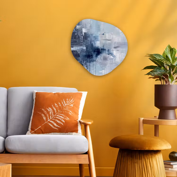 Abstract - Textuur - Kunst - Modern - Blauw Wandcirkel Organisch Forex 3mm klein -sfeer4