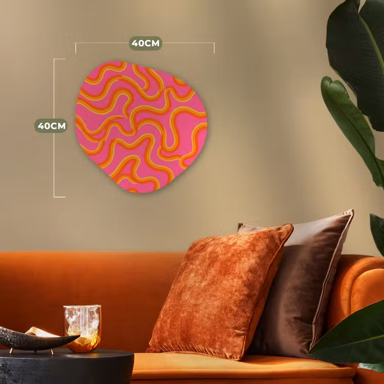 Abstract - Golvende lijnen - Modern - Kleurrijk Wandcirkel Organisch Forex 3mm klein -sfeer3