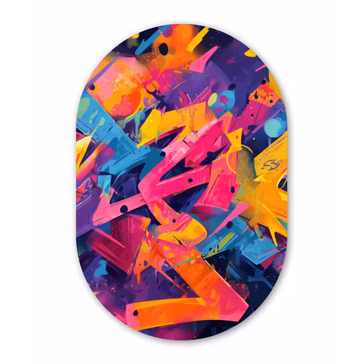 Abstract - Vormen - Kleurrijk Wandcirkel Ovaal Forex klein -3d
